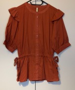 Soyaconcept SC-Caliste20 bluzka damska rdzawa falbany M Organic Cotton Nowa