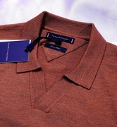Tommy Hilfiger koszulka polo L brąz knit merino zegna smedley open collar