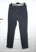 Szare bawełniane dżinsy z wysokim stanem ultra high waist slim straight H&M