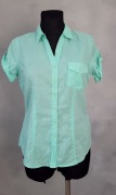 Koszula damska CAMAÏEU 42 miętowa, przewiewna, krótki rękaw 