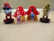 Zestaw 3 figurek - Papa Smurf, Shrek, grzybkowy domek Smurf