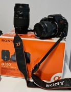 SONY ALPHA 350,obiektywy18-70AF i 75-300AF,lampa błysk zewnętrz,torba,dok. 