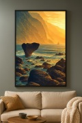 Madera zachód słońca i skała - plakat art deco - 40x60cm 