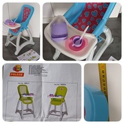 KRZESEŁKO DO KARMIENA LALEK z akcesoriami 65 cm