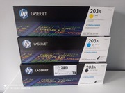 Orginalne HP laser Jet 203A 3 szt czarny niebieski żółty 