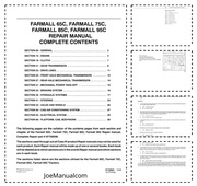 CASE Farmall 65C 75C 85C 95C Repair Manual Instrukcja serwisowa naprawcza