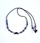 Bransoletka jedwabna nić księżyc hematyt kamienie naturalne minerały biżu