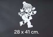 Dziewczynka dekoracja zima okna przedszkole