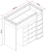 Łóżko piętrowe VOX pełnowymiarowe z szafą i komodą