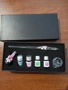 Szklane pióro z akcesoriami 