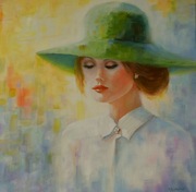M. Rudziński  "Edyta  w kapeluszu" Olej na płótnie. 50x50cm. NOWY!