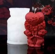 MISIE SERCE RÓŻY Walentynki forma silikonowa 11.2*8.2*5.5 do Świec Odlewów 