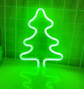 Neonowy Zielony Znak Choinka Lampa LED Dekoracja
