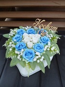 Stroik Serce na grób walentynki niebieskie na cmentarz 