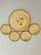 Zestaw talerz talerzyki kwiatki Tułowice prl