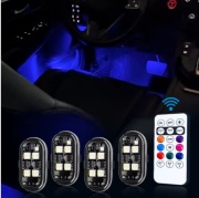 BEZPRZEWODOWE ŚWIATŁA STROBOSKOPOWE LED Z PILOTEM (zestaw 4szt.) 