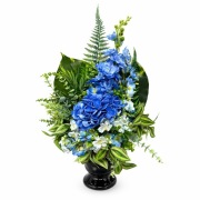 Kompozycja do wazonu na grób cmentarz stroik wiązanka niebiesko-biała