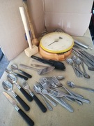 Zestaw PRL sztućce waga DDR