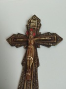 Krucyfiks antyczny INRI Francja z brązu i mosiądzu