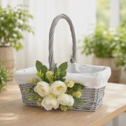 Koszyczek wielkanocny dekoracyjny prostokątny – klasyczny, ręcznie zdobiony