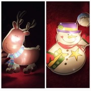 Dekoracje LED na okno Bałwan / Renifer świecący na baterie.