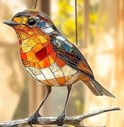 Witraż łapacz słońca ptak na gałęzi NOWY witrażyk