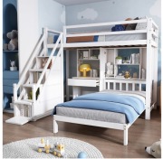 Łóżko piętrowe podwójne dziecięce z biurkiem i półką 2 * 90x200cm