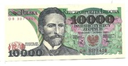 BANKNOT 10000 ZŁ S. WYSPIAŃSKI z 1988 r Nr  DB 3071408