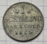 #3811 Niemcy Hamburg 1 szyling 1855 srebro ładna 