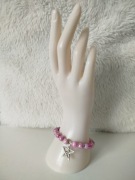 Piękna różowa biała szara bransoletka gwiazda na zapięcie nowa handmade