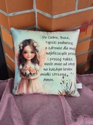 Anioł Stróż poduszka z modlitwą 28 x28 cm pamiątka Komunii Chrztu