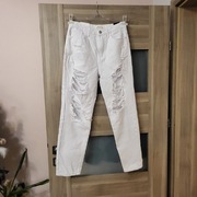 Spodnie jeans Premium Mom Redial kolor biały r 36 S nowe  rozciecia, dziury