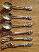 Zestaw 6 szt. łyżeczki + widelczyki posrebrzane ME retro vintage