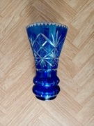 Wazon kryształowy PRL kabaltowy huta hortensja lata 60