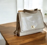 Włoska Torebka damska torba wegańska skóra nowa elegancka beżowa kremowa