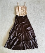 Brązowo-złoty komplet spódnica satynowa i gorset