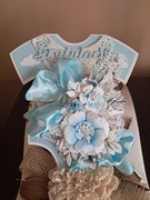 Kartka body ręcznie robiona. Narodziny dziecka. 3D z kopertą i gratisami.