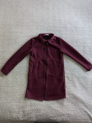 Elegancki wiśniowy zamszowy welurowy zasuwany płaszcz GNC Kids 116 jak nowy