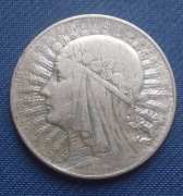 Moneta 5zł Glowa kobiety 1933 srebro