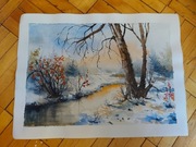 Akwarela Na Płótnie Zimowa Sfera