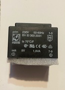 BV EI 303 2031 TRANSFORMATOR  9V 1,9W 0,2A  HERMETYCZNY 