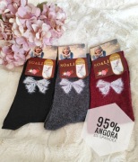 Ciepłe skarpety damskie na zimę wełna angora 35-38 3-pak czarny bordo szary