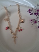 Naszyjnik sekretnik lancuszek zawieszki owoce truskawka wiśnia czereśnia 