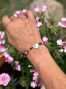 Bransoletka Srebrne serce z łapką i z Turmalinem