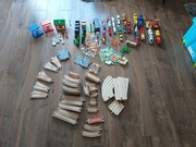 Duży zestaw drewnianego toru