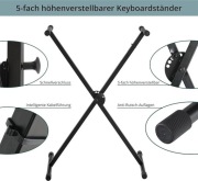 Stojak na keyboard regulacja wysokości w 5 stopniach, składany, czarny
