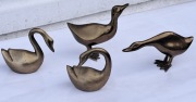 Stare,mosiężne figurki łabędzie,gęsi 4 sztuki