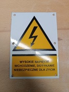 Stara tabliczka emaliowana  wysokie napięcie PRL industrial loft vintage 