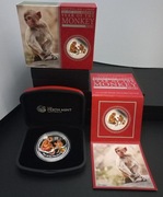 YEAR OF THE MONKEY1ozSILVER PROOF COLOURED COIN/SET 2016THE PERTH MINT
