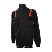 *MĘSKA BLUZA CZARNA W POMARAŃCZOWE PASKI CIEPŁA ROZMIAR L